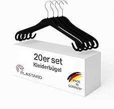 Plastard NA43 Kleiderbügel 20er Set – 43 cm, stabil & drehbar, 0,8 cm schmal & platzsparend – ideal für Hemden, Blazer, Blusen, Hemden, Jacken & Alltagskleidung Kleidungsgröße 38-43