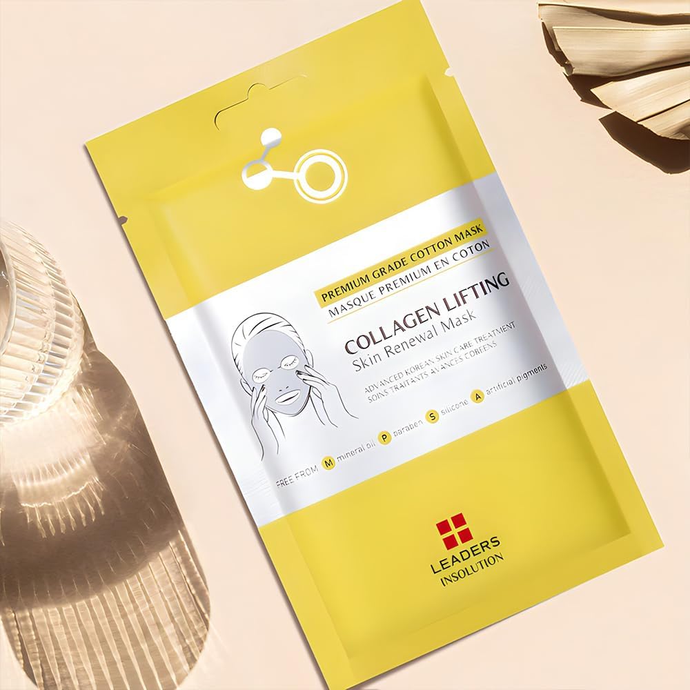 Leaders Insolution Collagen Lifting Skin Renewal Mask | Marine Collagen for Firmness and Elasticity Anti-Wrinkle, Sculpting Facial Sheet | Hydrating Serum for Smooth Skin (5 Sheets) - Image 7