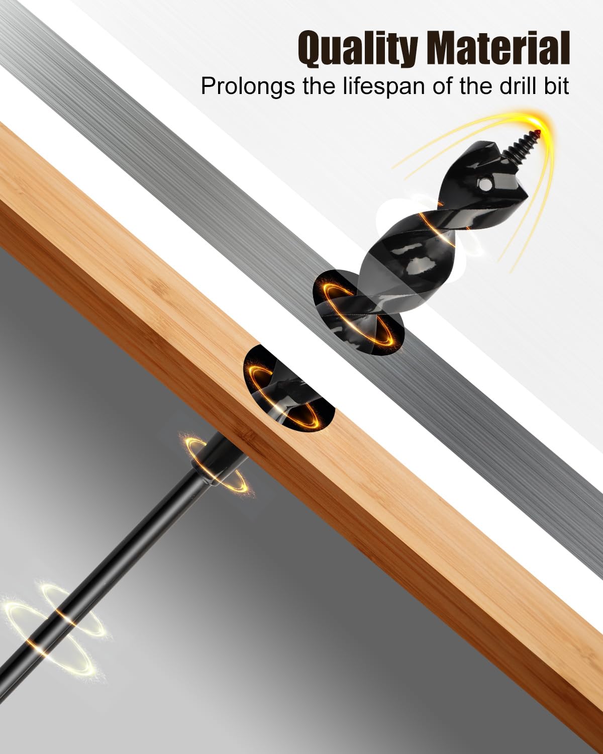 Flexible Installer Drill Bit for Wire Pulling, 36 Inch Extra Long Drill Bit, 3/4 Inch Auger with a Fish Eye Hole and Screw Point, 1/4" 3-Flat Anti-Slip Shank