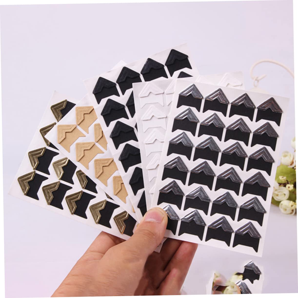 HAPINARY 3sets Photo Corner Stickers Set of Paper Stickers for DIY Scrapbooking Frame Decor for Album 15sheets*3