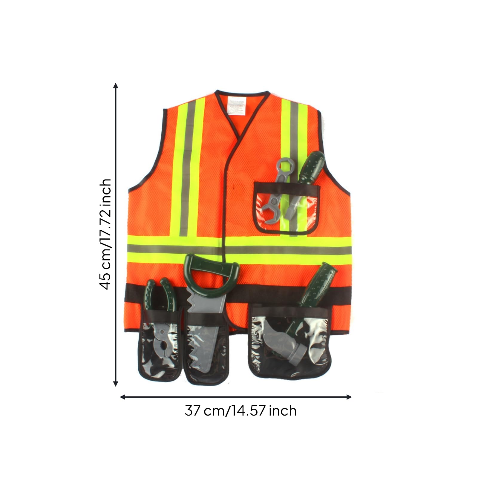 Harilla Disfraz de Constructor para Niños Juego de rol de Construcción Chaleco con Bolsillos Malla Transpirable y Tiras Reflectantes Adecuado para Juegos de