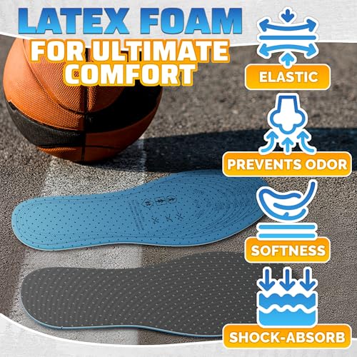 Image of 3 Pairs Shoe Inserts for Women 3-8 - Ultra Thin Shoe Insoles Men 5-11, Double Layer Latex Foam Material, Fits Any Shoe Type, Easy to Cut, Comfortable & Breathable for Everyday Use