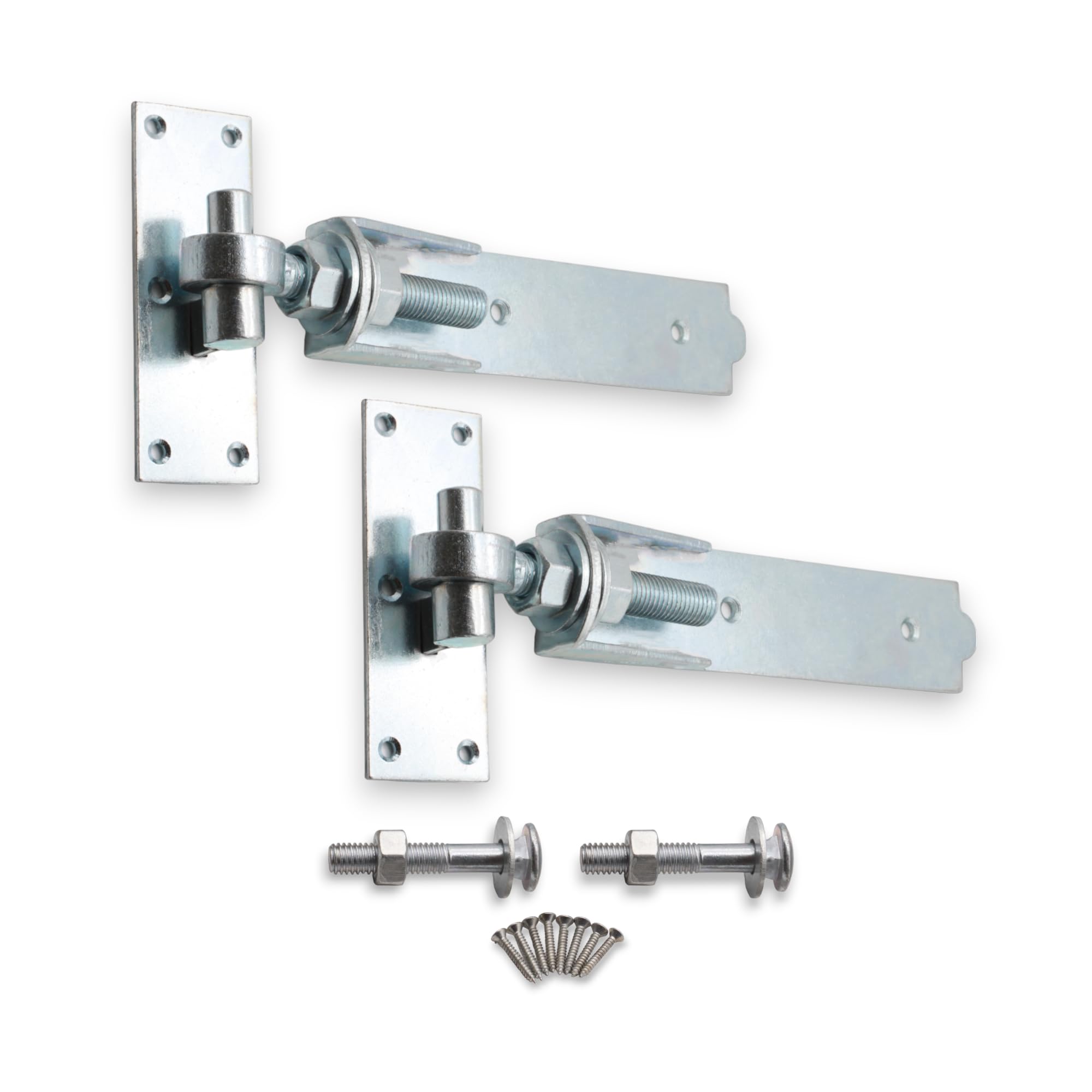 Infinity Decor Hook and Band Hinges Straight/Cranked/Adjustable - for Garden or Garage Gates - Galvanised (2xAdjustable Hinges, 10 Inch)