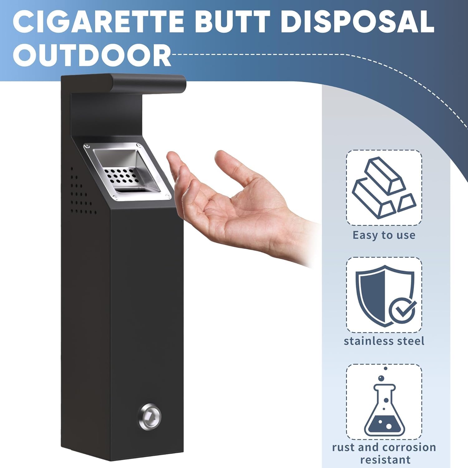 Cubo de basura montado en la pared, se puede cerrar con 3 entradas, cubo de basura de cocina con llave, resistente al agua para hoteles, cafeterías, oficinas, restaurantes, bares, 42 × 12 × 12