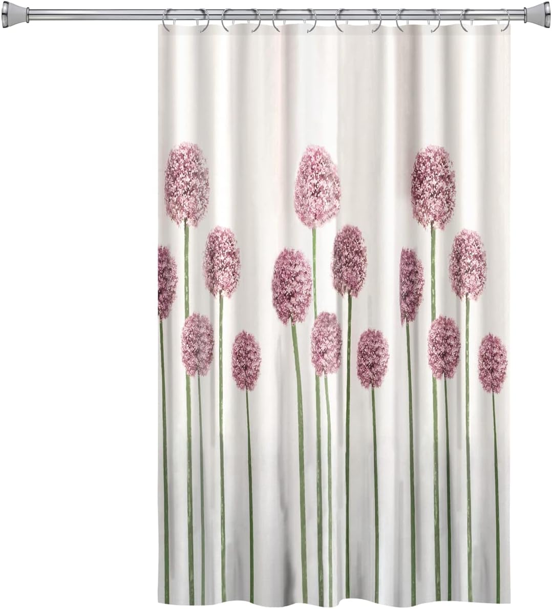 Splash Home Allium Design Polyester Shower Curtain, for Bathroom and Bathtub Curtains, Lightweight Washable Cloth & Water-Resistant, 70W x 72H Inch - Lavender