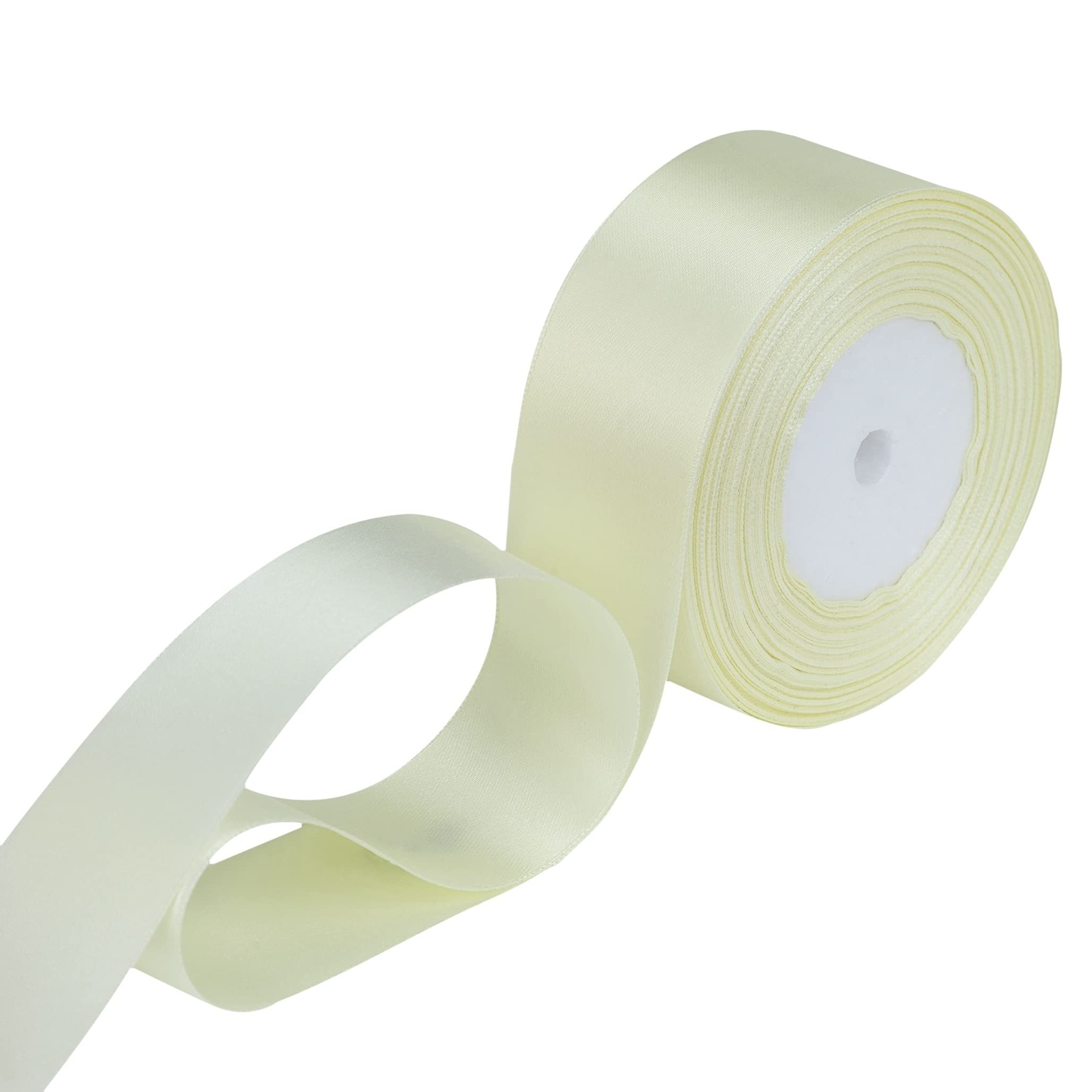 WedDecor Ivory Ribbon for Gift Wrapping, 50mm x 25 Metres Double Sided Polyester Satin Ribbon Roll for Christmas, Wedding, Crafting, Sewing, Hair Bow, Birthday Cake Decoration — image 1