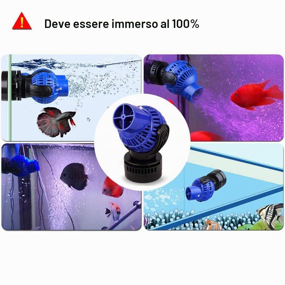 EXLECO Pompa di Movimento Acquario 6000L/H 8W Pompe di Flusso, Pompe Circolazione Onda Wave Maker JVP-131 Nessun Rumore, Rotazione a 360°, per Acquari d'Acqua Dolce e Salata di 80~100 cm
