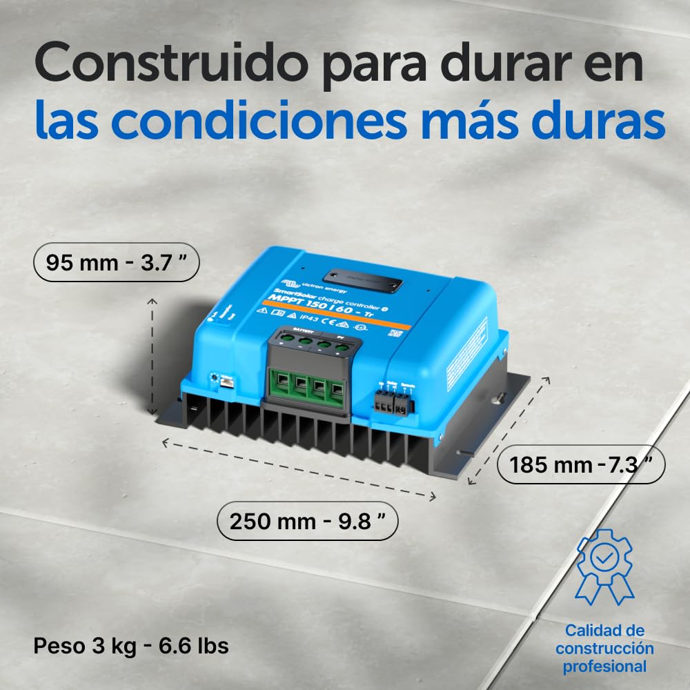 Victron Energy SmartSolar MPPT Tr 150V 60 amperios 12/24/36/48-Voltios Controlador de Carga Solar (Bluetooth)