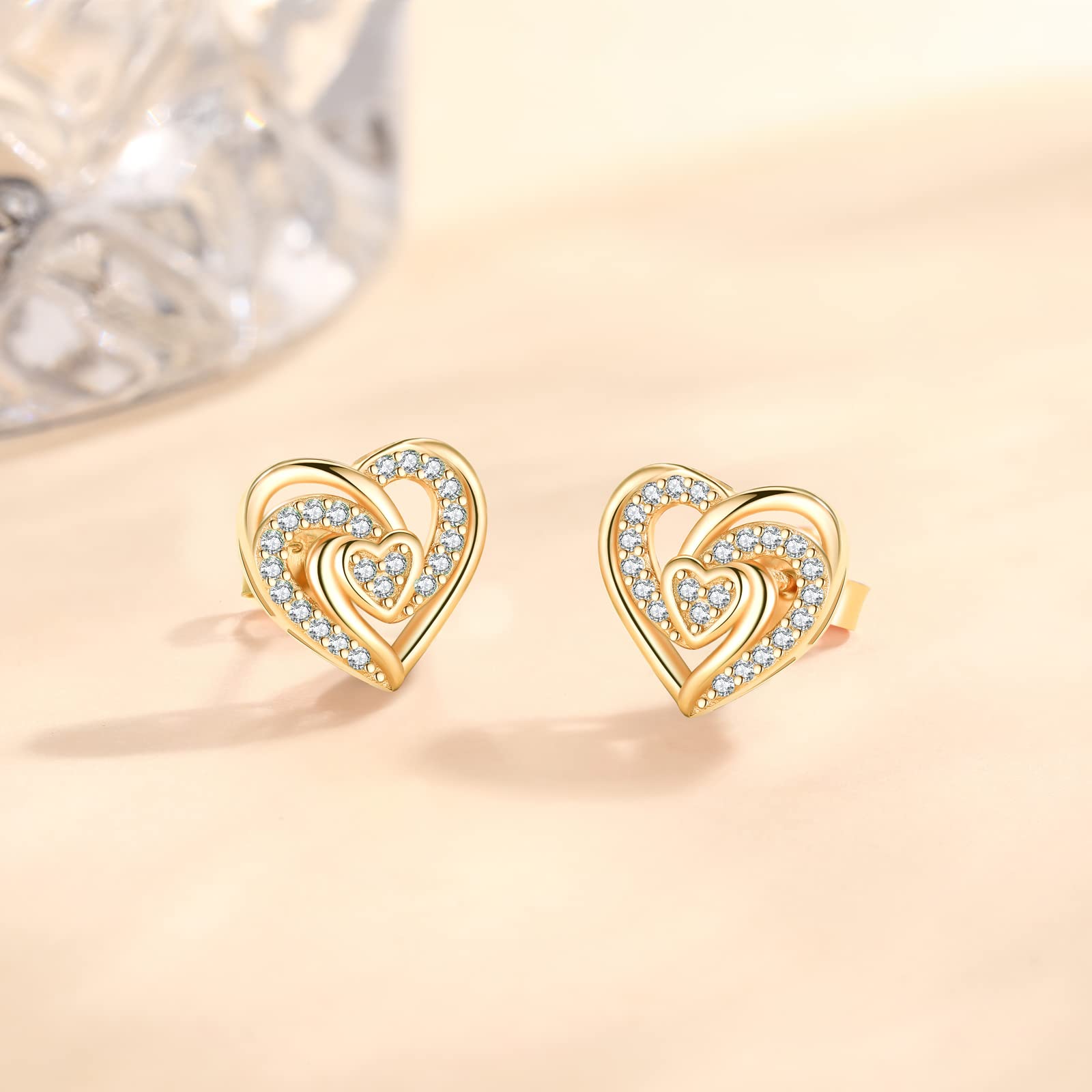 Jrêveinfini Herz Ohrringe Silber 925 Damen, Hypoallergene Ohrstecker Damen Geschenke für Frauen Mama Zum Muttertag