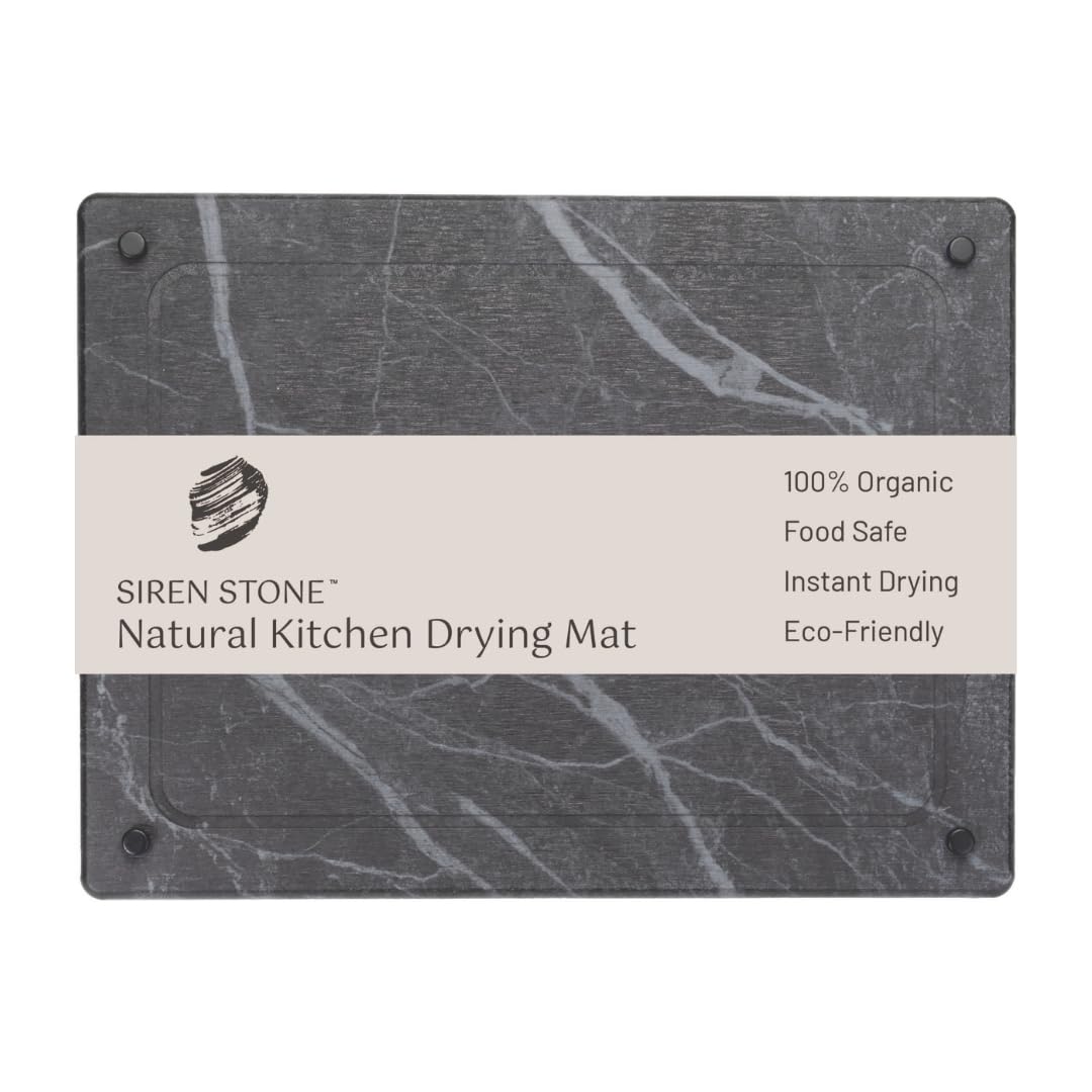 LARGE Natural Stone Dish Drying Mat for Kitchen Counter - Premium Diatomaceous Earth Mat | Quick Drying, Super Absorbent | Non-Toxic, BPA-Free, Eco-Friendly | Female-Founded USA Brand (18