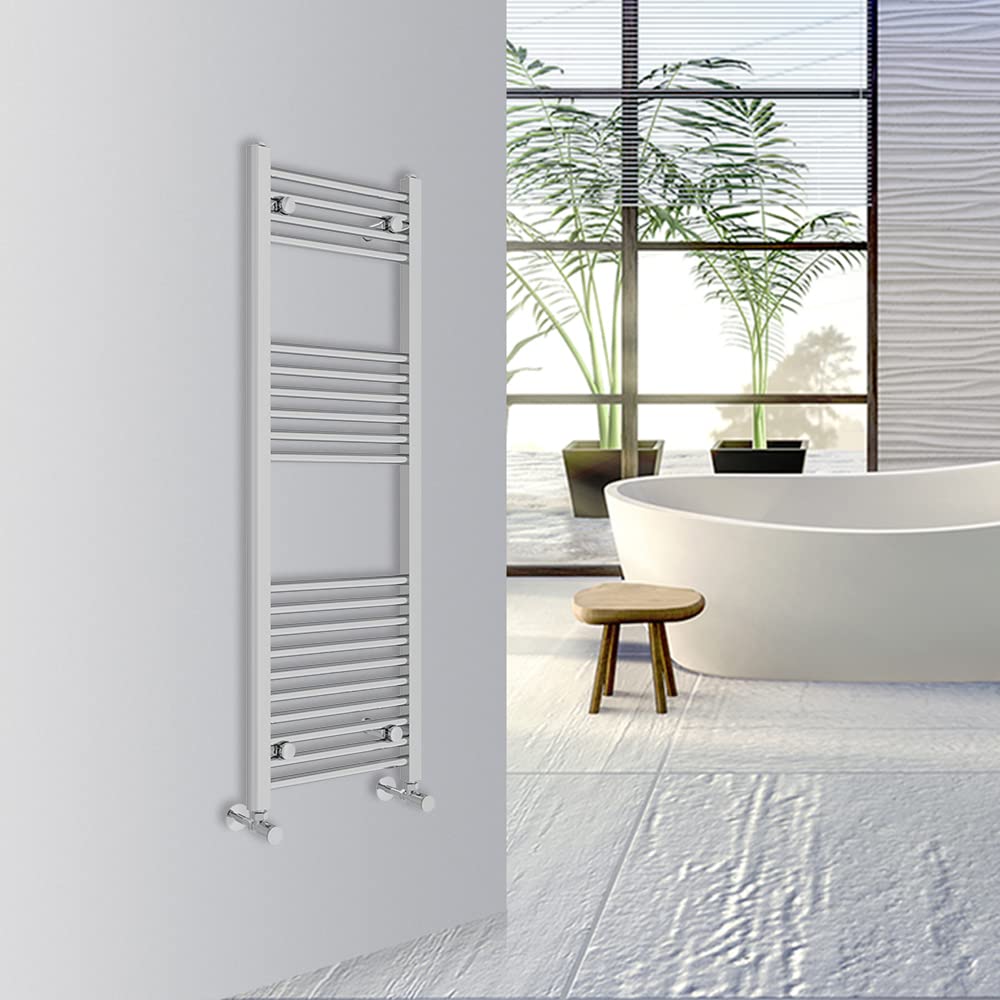 Warmehaus Straight Bathroom Heated Towel Rail Warmer Radiator Central Heating 1200x400mm - Chrome — image 1