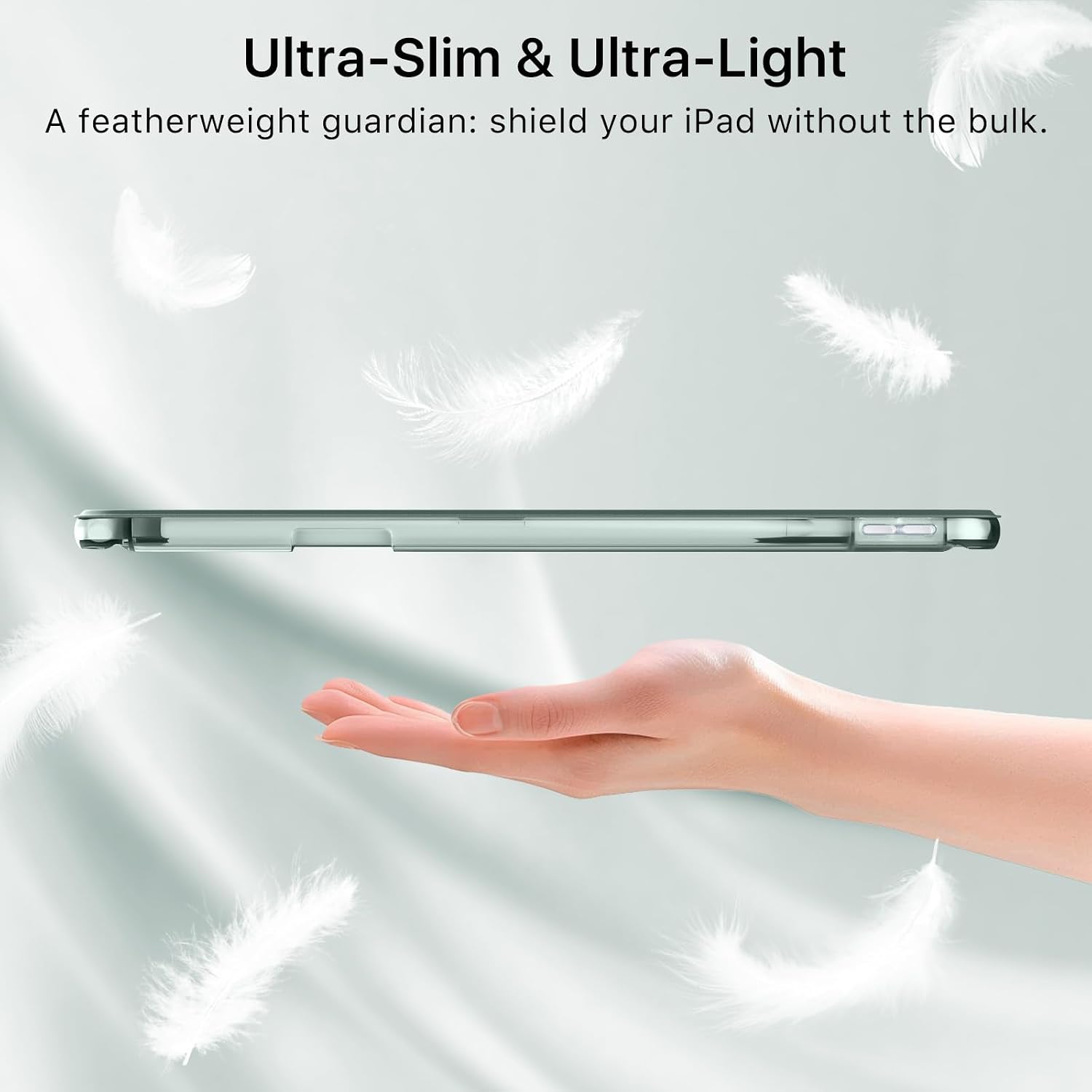 MoKo for iPad Pro 13 Inch Case (M5/M4) 2025/2024 with Pencil Holder, Slim Light Trifold Smart Cover iPad 13 Pro with Hard PC Translucent Back Shell, [Support Apple Pencil Pro & USB-C], Midnight Green