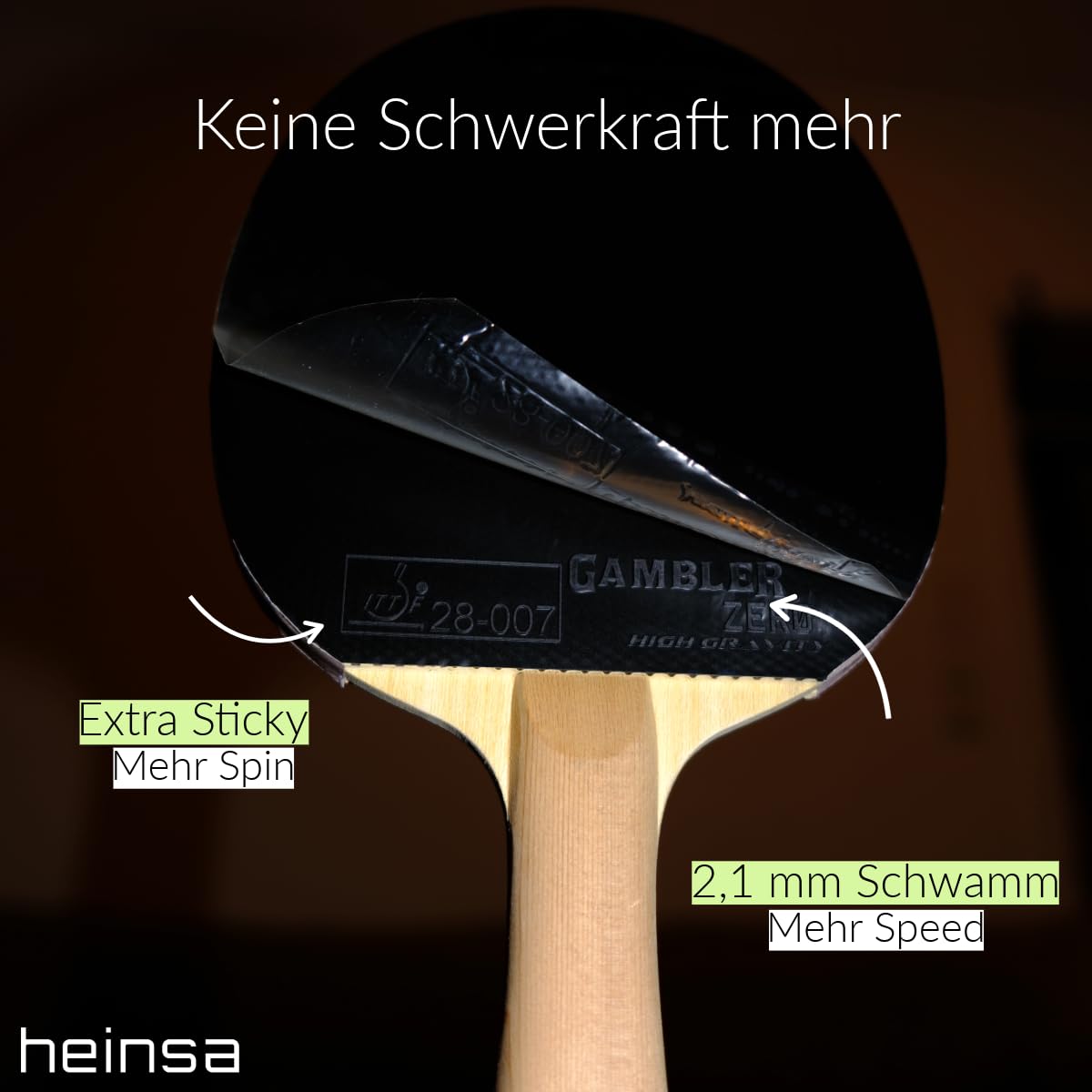 Natural Edition Carbon Tischtennisschläger Profi – ITTF-zugelassen, 2,1 mm Zero Gravity Belag, Naturholz-Optik, 2 Carbon-Schichten, konkaver Griff für Spin, Speed & Kontrolle, inkl. 2 Bälle