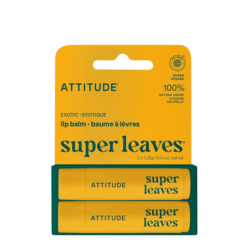 BIO SPECTRA ATTITUDE Bálsamo labial com óleo de rícino, óleo de coco e manteiga de karité, sabor exótico, 2 unidades