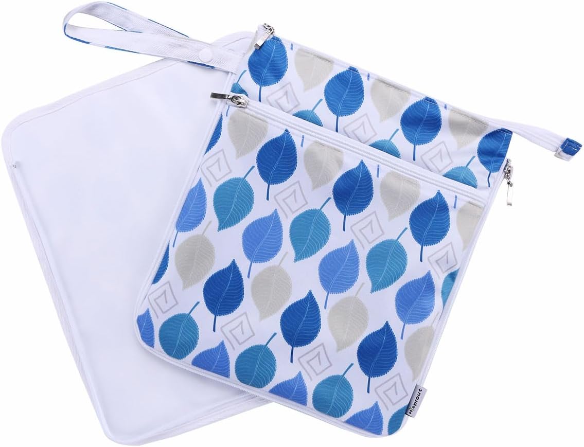 HisproutWaterproof Breast Pump Bag Storage Bag with Removable Waterproof Mat for Outdoor Activities Stylish Design Diaper Pack,Leaf