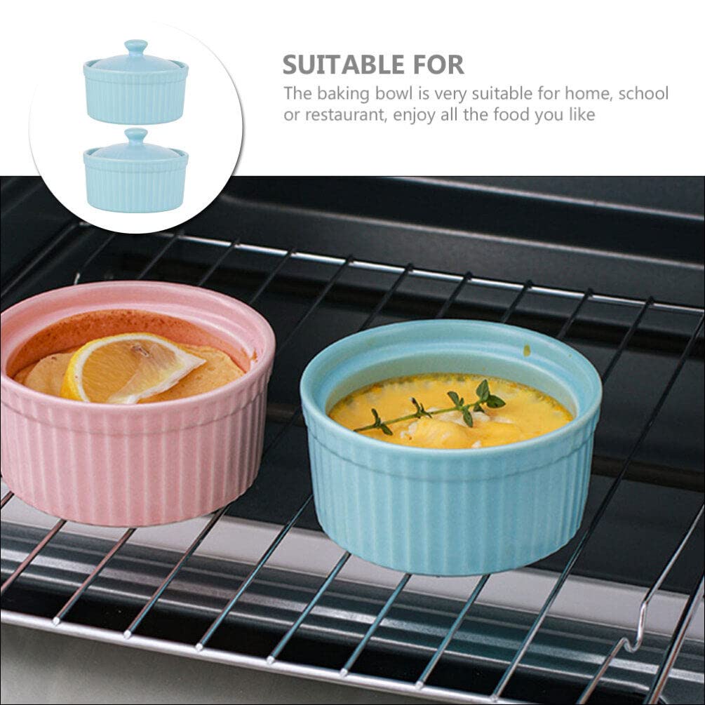 2 pièces ramequins en Porcelaine Plats à soufflé Tasses de Cuisson Bols à Dessert en céramique Bols à Pudding Bol de Nourriture pour crème brûlée crème glacée Trempette sauces Tasse