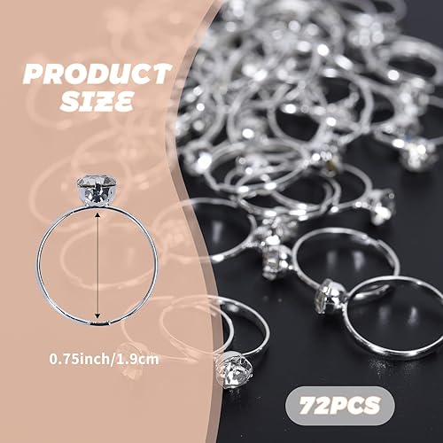 Miniatura 23 de Whaline 72 anillos de diamantes dorados para despedida de soltera, anillos de compromiso ajustables para decoración de mesa de boda, juego