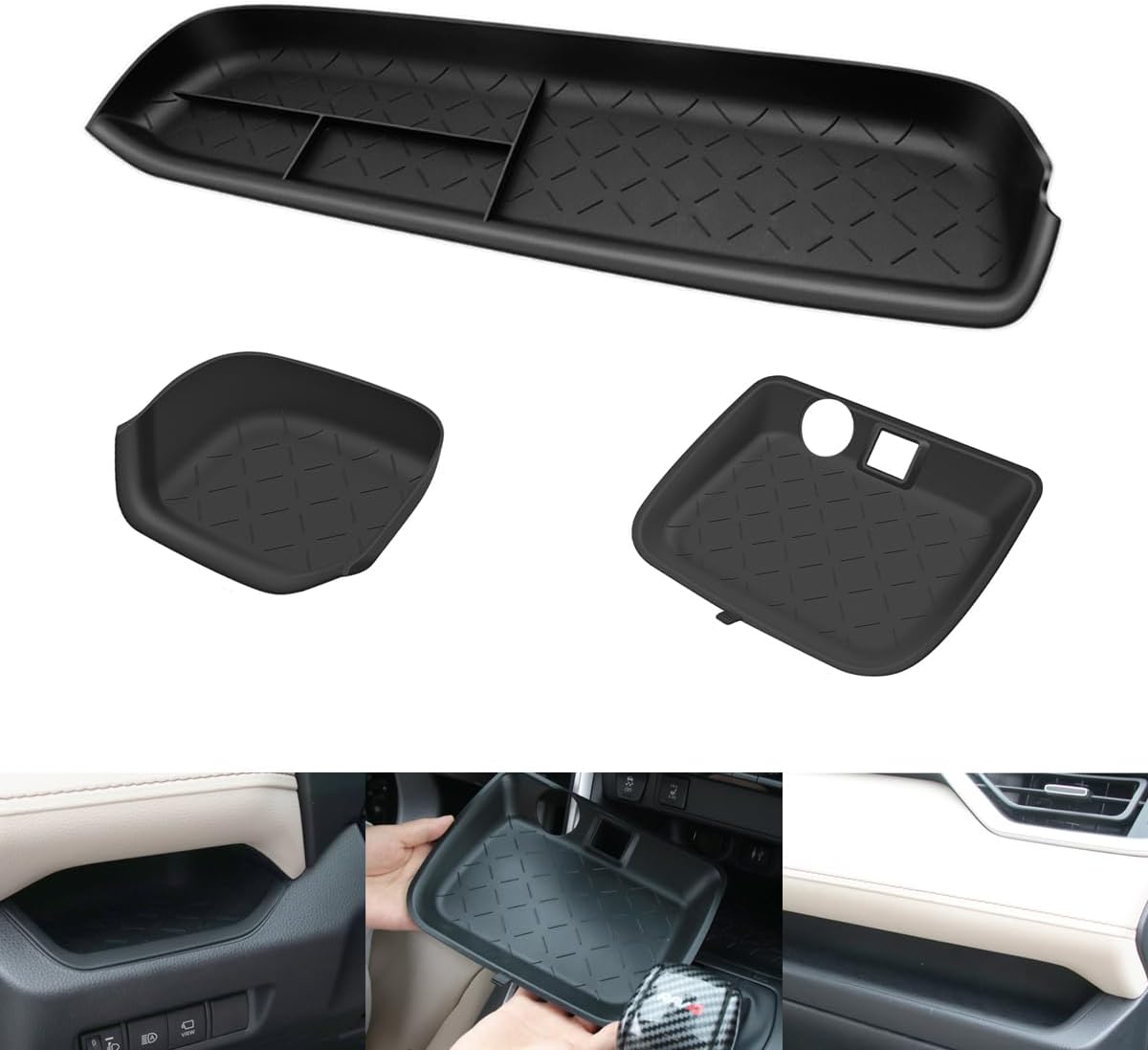 Organizer Tray Compatible with Toyota RAV4 2023 2022 2021 2020 2019 Accessories Passenger Storage Insert Mat,Storage Insert Mat Storage Organizer for Toyota RAV4 3Pcs