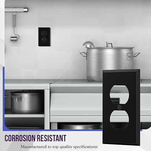 Miniatura 3 de ENERLITES Placa de pared de metal para receptáculo dúplex, tapa de tomacorriente, resistente a la corrosión, tamaño estándar de 1 banda, 4.50 x 2.76