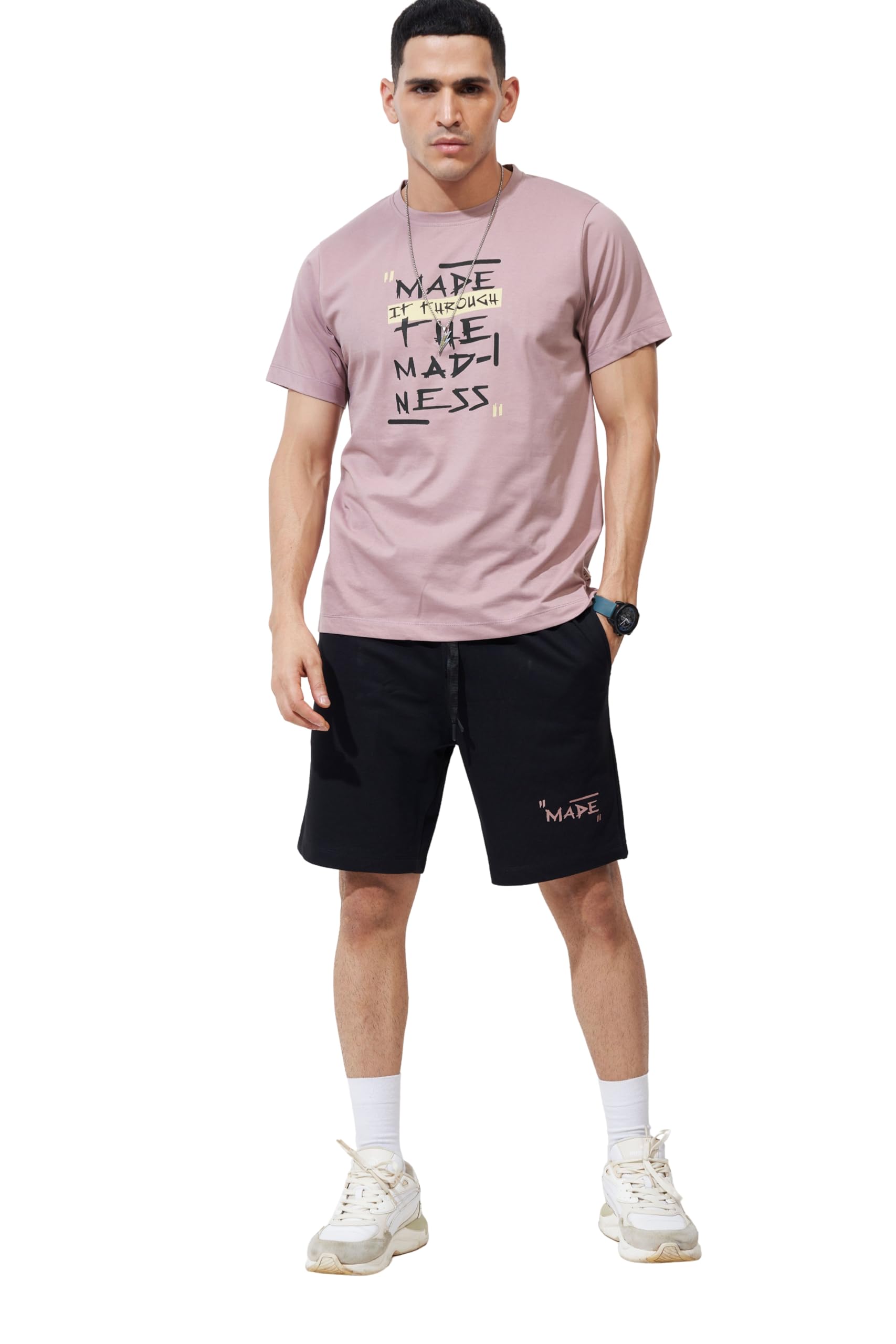 Cotton T-Shirt and Shorts Set for Men,Night Wear for Men,Men's Pyjama Set MCS142-image-1