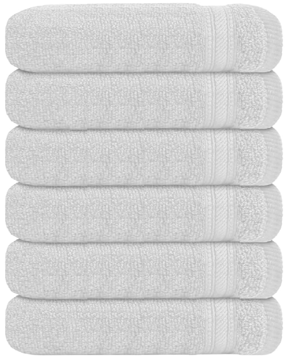 WovenWonder Luxury Flannel Face Cloth Set Egyptian Cotton Super Soft Fingertip Towels 500 GSM Hotel Quality Soft Feel Washcloths (30 x 30 CM) (White, 6 Pack)