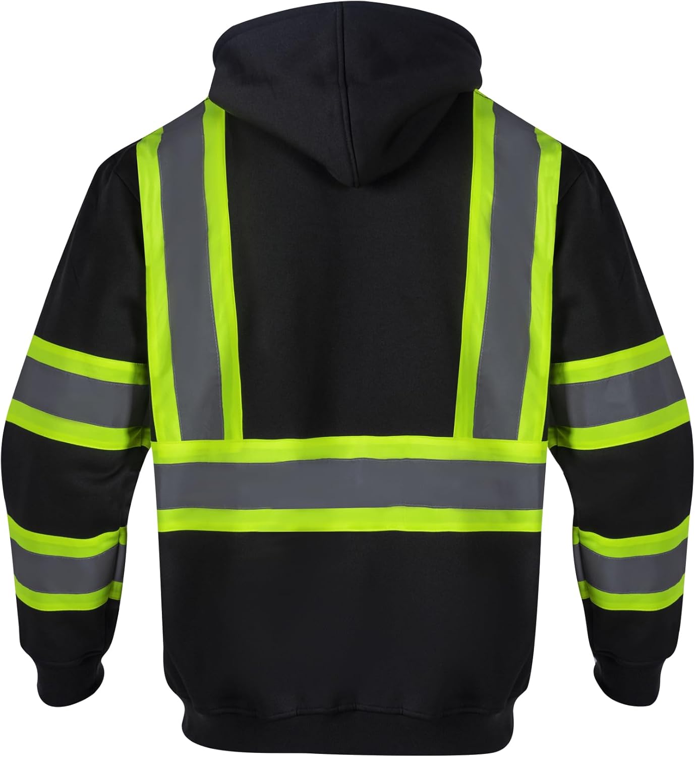 VENDACE High Visibility ANSI Class 1 Reflective Safety Fleece Sweatshirt Hoodie for Men with Detachable Hood(Black,XL) - Image 3