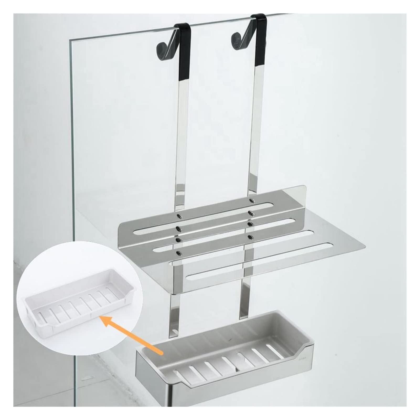 CUJUX Bathroom Shower Shelves 2 Layer Shampoo Holder Bath Storage Towel Hanging Bathroom Stainless Steel Polished (Color : A)