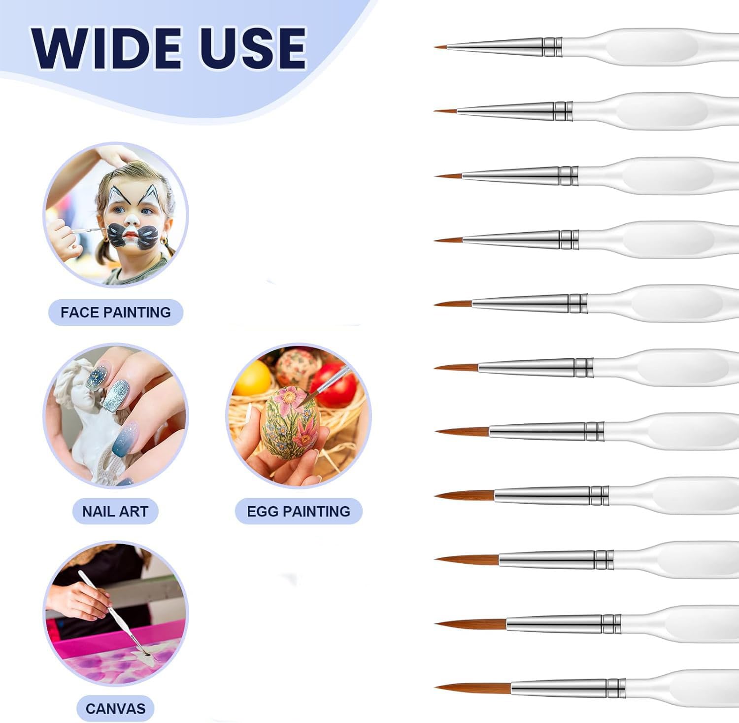 Set di pennelli per dettagli, 11 pennelli in miniatura con manici triangolari, pennelli per pittura acrilica, modello, viso, figurina, acquerello, olio, kit per adulti (bianco)