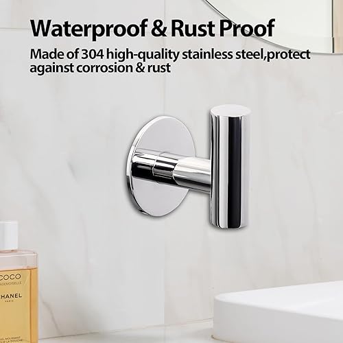 Miniatura 4 de Kruodop Ganchos adhesivos para toallas de baño, paquete de 2 soportes para toallas de montaje en pared, gancho mate para bata de pared, gancho