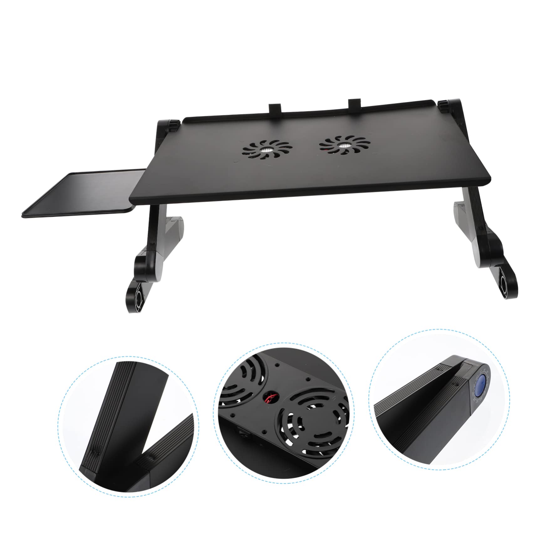 Soporte de Aluminio Plegable para Ordenador Portátil con Doble Ventilador de Refrigeración Base Ajustable Portátil para Laptop Ergonómica y Estable para Trabajo y