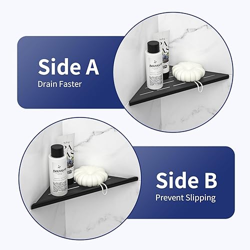 Miniatura 7 de Estante esquinero de ducha de 10 pulgadas, 2 piezas, acero inoxidable 304 en estantes de baño para pared de azulejos, no necesita taladrar (10