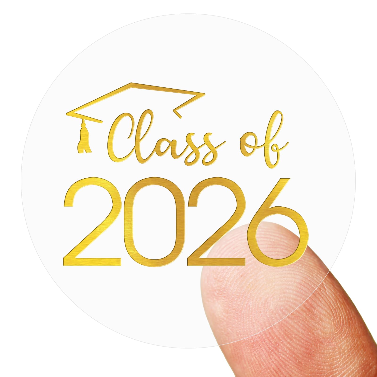 Photo 1 of 100 PCS Graduation Stickers,Class of 2026 Transparent Gold Foil Self Adhesive Sticker for Envelope Seals,Grad Invitations,2026 College High School Senior Graduate Party Favors(Gold)
