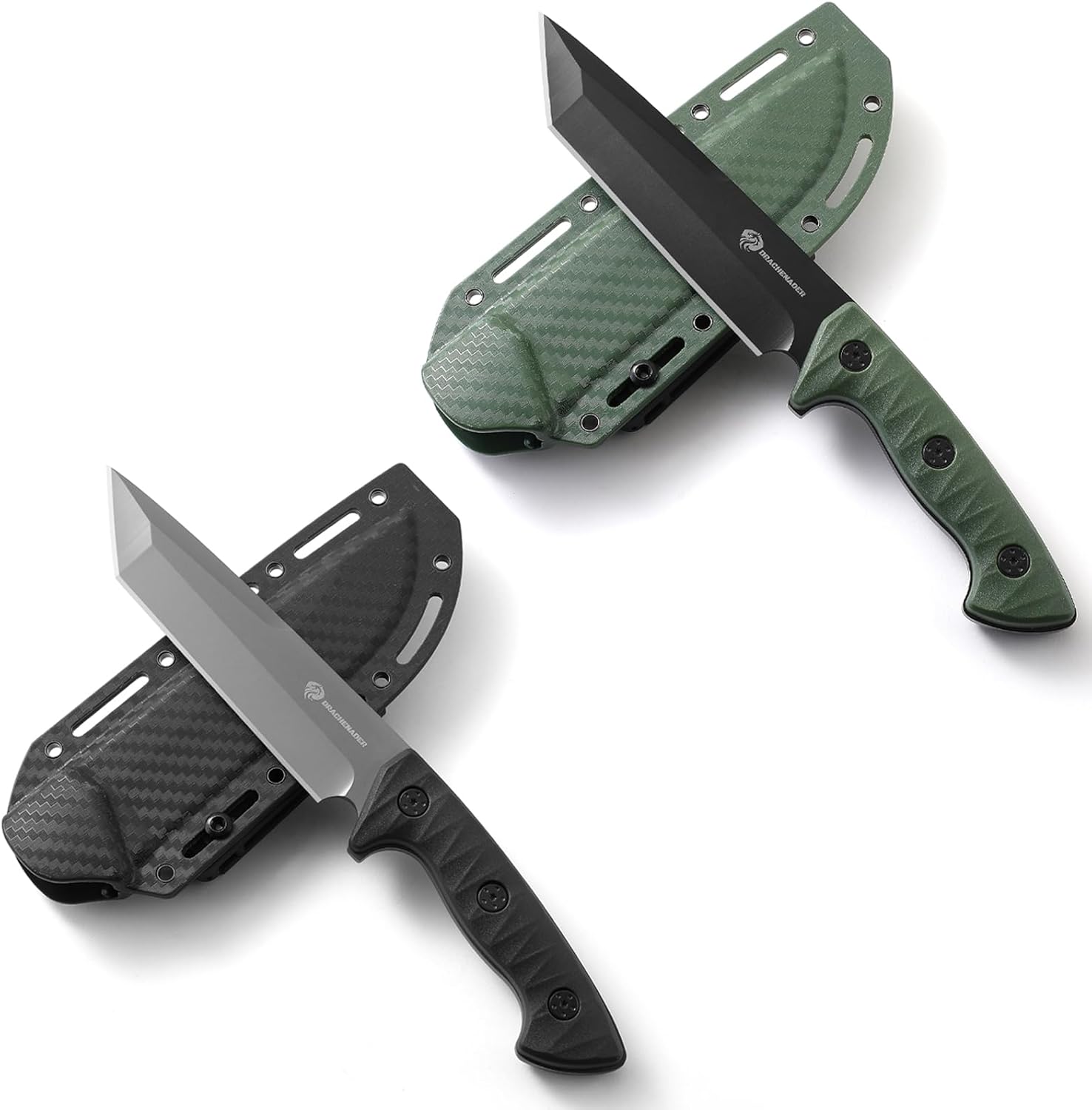 Dual Tanto Fixed Blade Knife Set – Black & Green Outdoor Combo