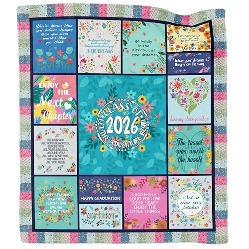 Akoigun 2026 Graduation Gifts Blanket Her Graduation Throw Blanket 60X50 Graduation Party Decorations Class of 2026 PHD High School College Graduation Gifts for Women