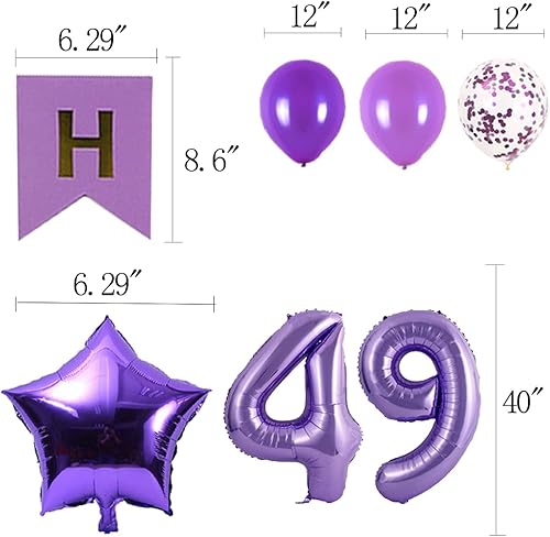 Miniatura 3 de Kit de decoración de fiesta de cumpleaños número 49, pancarta de feliz cumpleaños con globos de cumpleaños número 49 para suministros de fiesta de