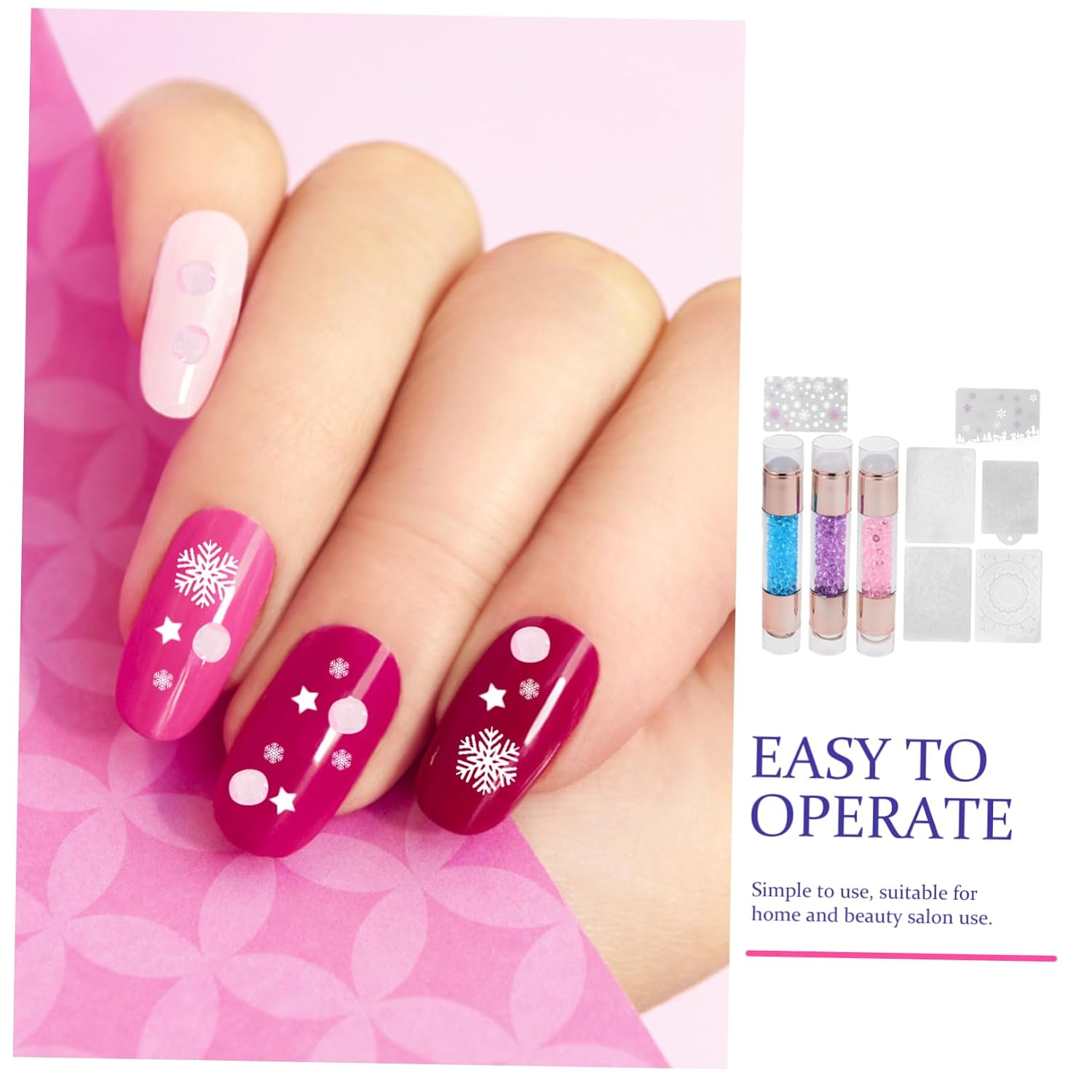 3pcs Colorful Nail Art Stamper Kit Dual-head Silicone Tools for Easy Diy Manicure Includes Stamper and Scraper for Beginners and Creative Designs