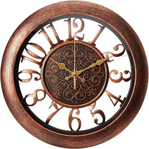 Adalene Wall Clocks Battery Operated Non Ticking - Completely Silent Quartz Movement - Vintage Rustic Clocks for Living Room Decor, Kitchen Bedroom Bathroom - Modern Retro Wall Clock Large Decorative