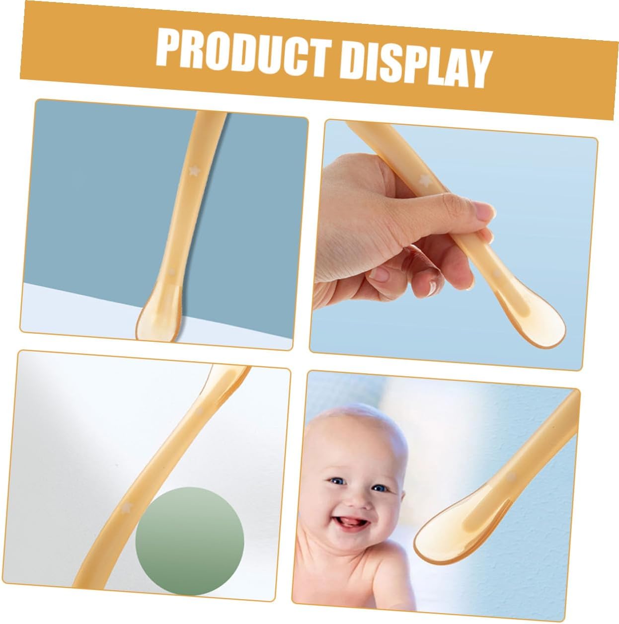 Soft Tip Silicone Spoon for Newborns and Boy Girl Nonslip Handle Training Utensils for First Stage Weaning Dishwasher Safe Light Yellow