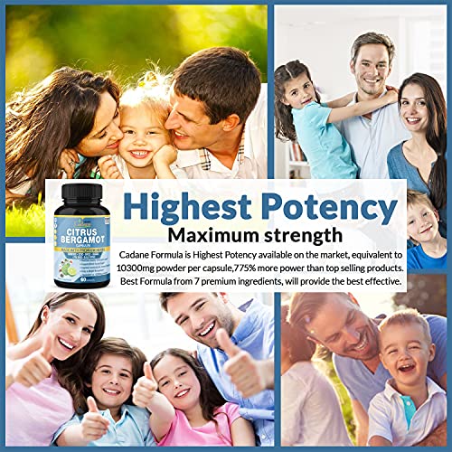 Organic Cadane 2 Packs Citrus Bergamot Extract Capsules 10300Mg With Berberine, Olive, Guggul, Garlic, Pine Bark, Black Pepper | Support Overall Health, Promotes Immune System| 4 Months Supply #TOP7