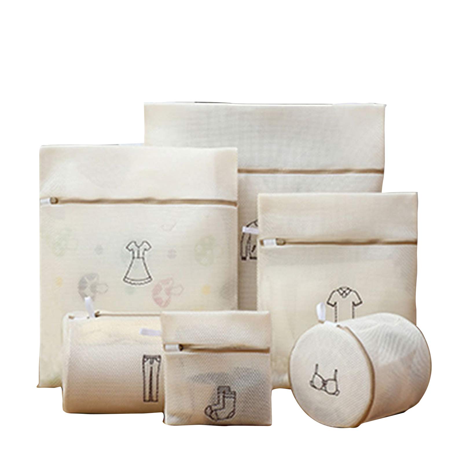 6er-Pack Netz-Wäschesäcke aus verdicktem Polyester mit Reißverschluss für Wäsche, Cloud, Unterwäsche, BH