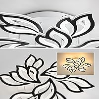 Vista 8 de Garwarm - Lámpara de techo LED, lámpara de techo de montaje empotrado de forma de flor moderna regulable, lámpara de techo de 75 W de pétalos