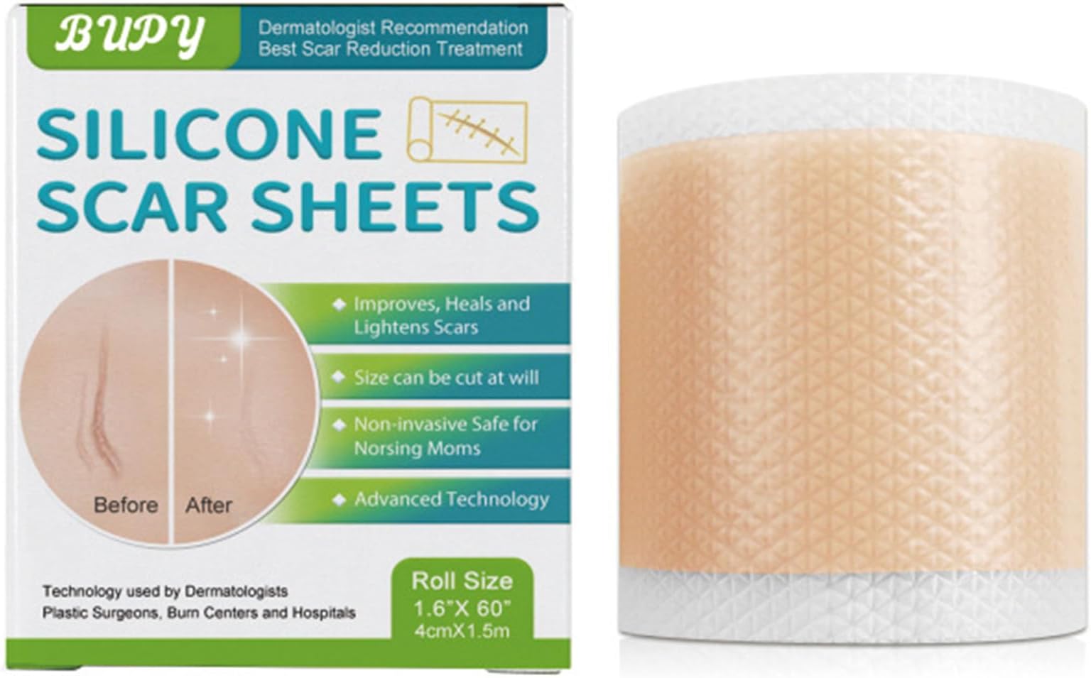 Silicone Scar Patch(4.5cm"x 150cm" Roll-3M), Clear Scar Sheets for Keloids, Bumps, Acne, Ultra Thin Soft, Medical Grade, Painless Scar Treatment, Reusable Effective Scar Patch for Surgical Scars