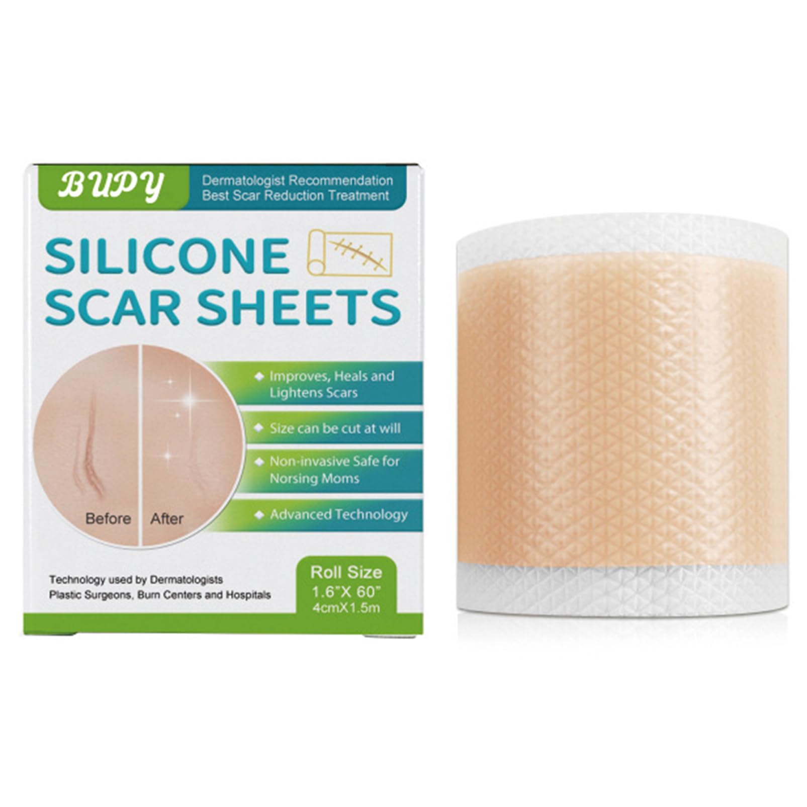 Silicone Scar Patch(4.5cm"x 150cm" Roll-3M), Clear Scar Sheets for Keloids, Bumps, Acne, Ultra Thin Soft, Medical Grade, Painless Scar Treatment, Reusable Effective Scar Patch for Surgical Scars