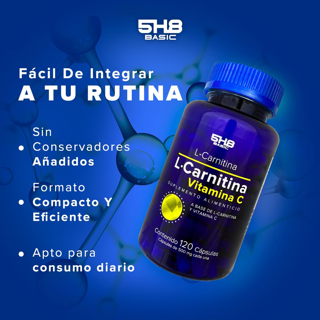 l carnitina con vitamina c 5H8 Basic | L-Carnitina con Vitamina C | 120 Cápsulas
