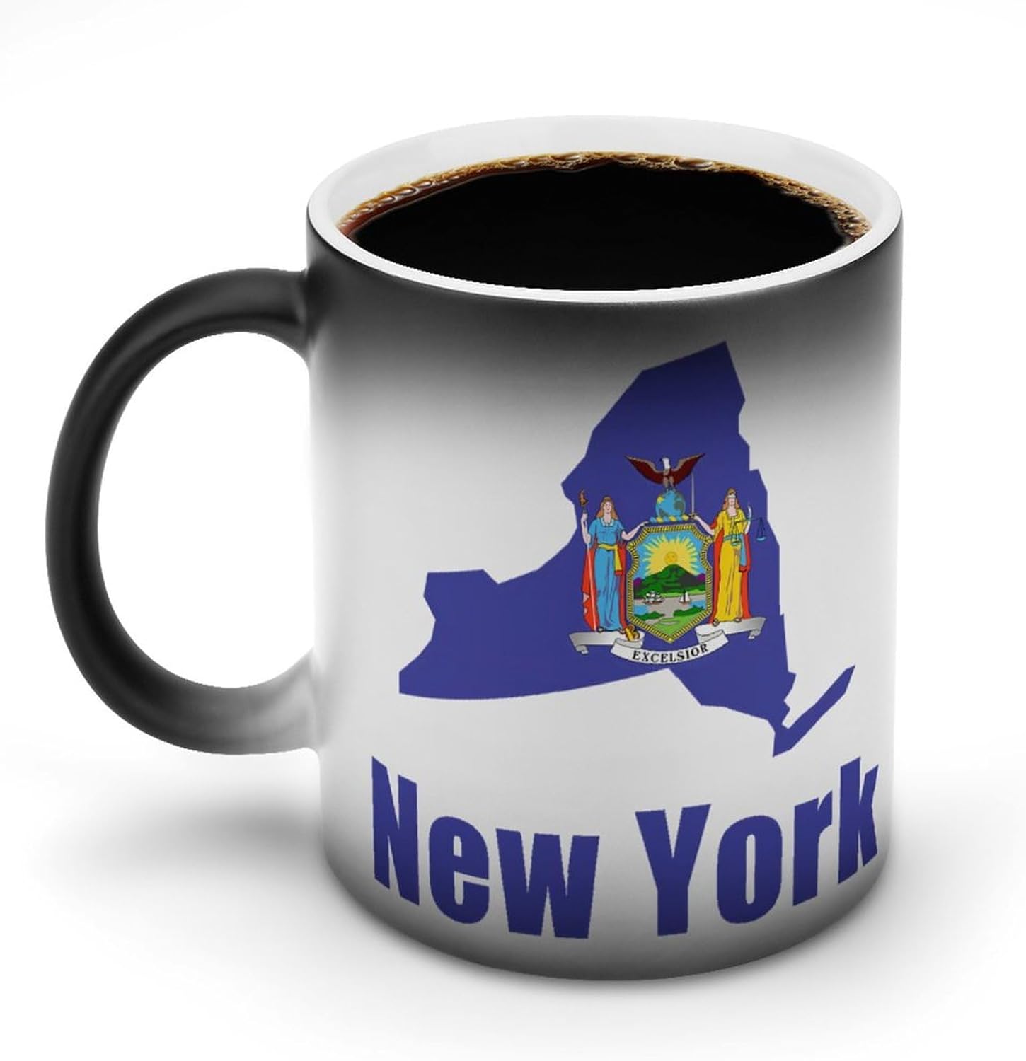 New York Map Flag U.S.A Color Changing Mug Heated Ceramic Cup Heat Sensitive Coffee Mug Fun Gift