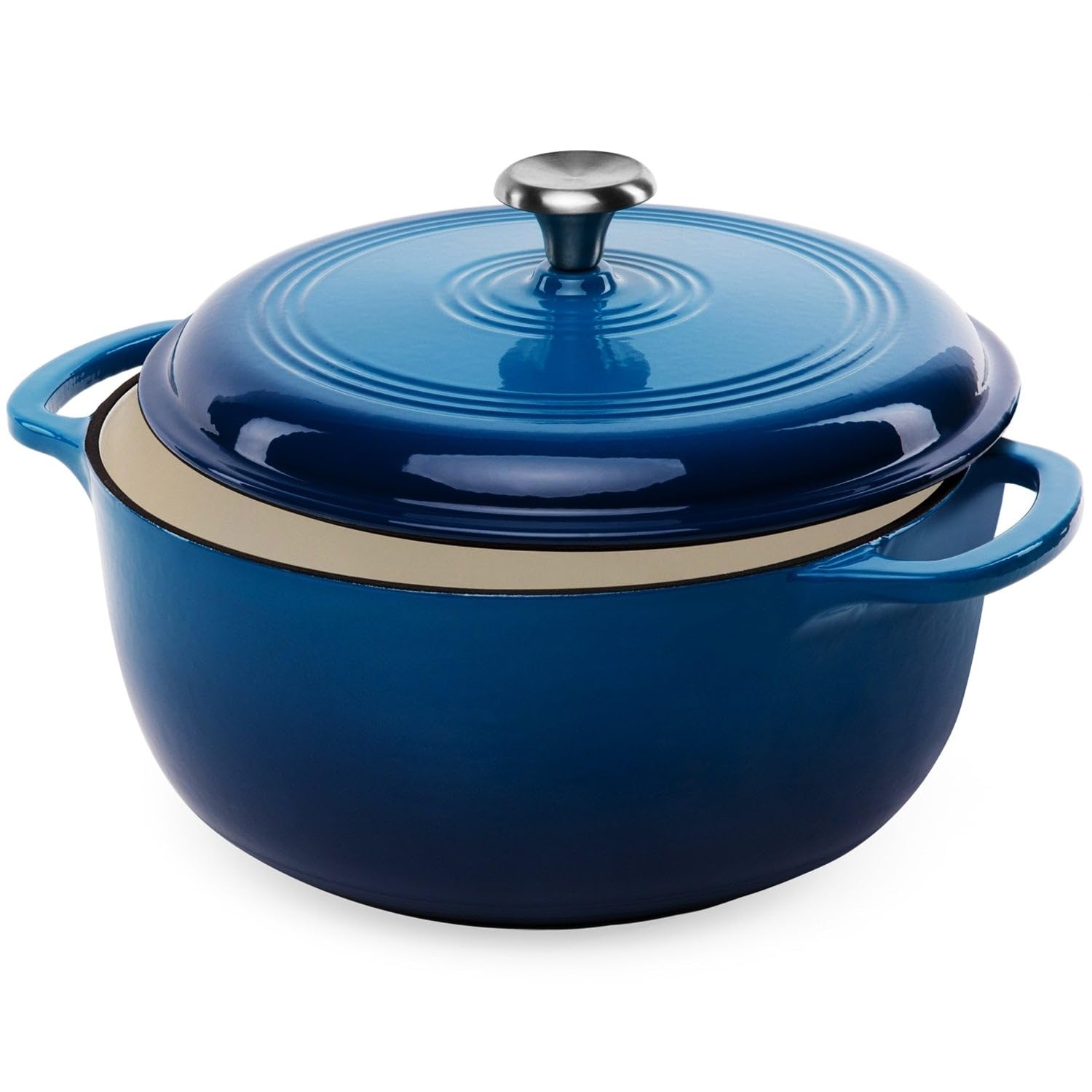 6 Quart Large Blue Enamel Cast-Iron Dutch Oven Kitchen Cookware New