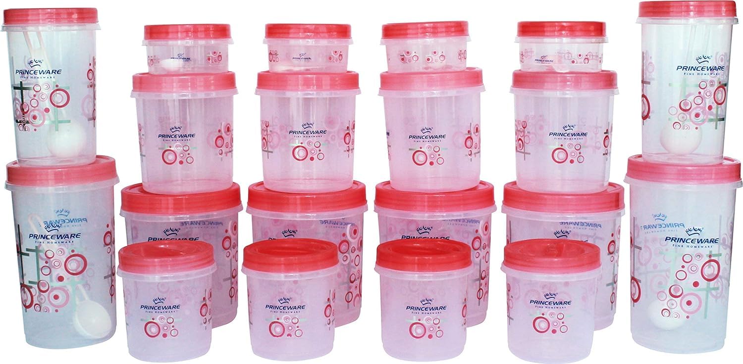 Princeware Twister Combo Plastic Package Container Set, 20-Pieces, Pink