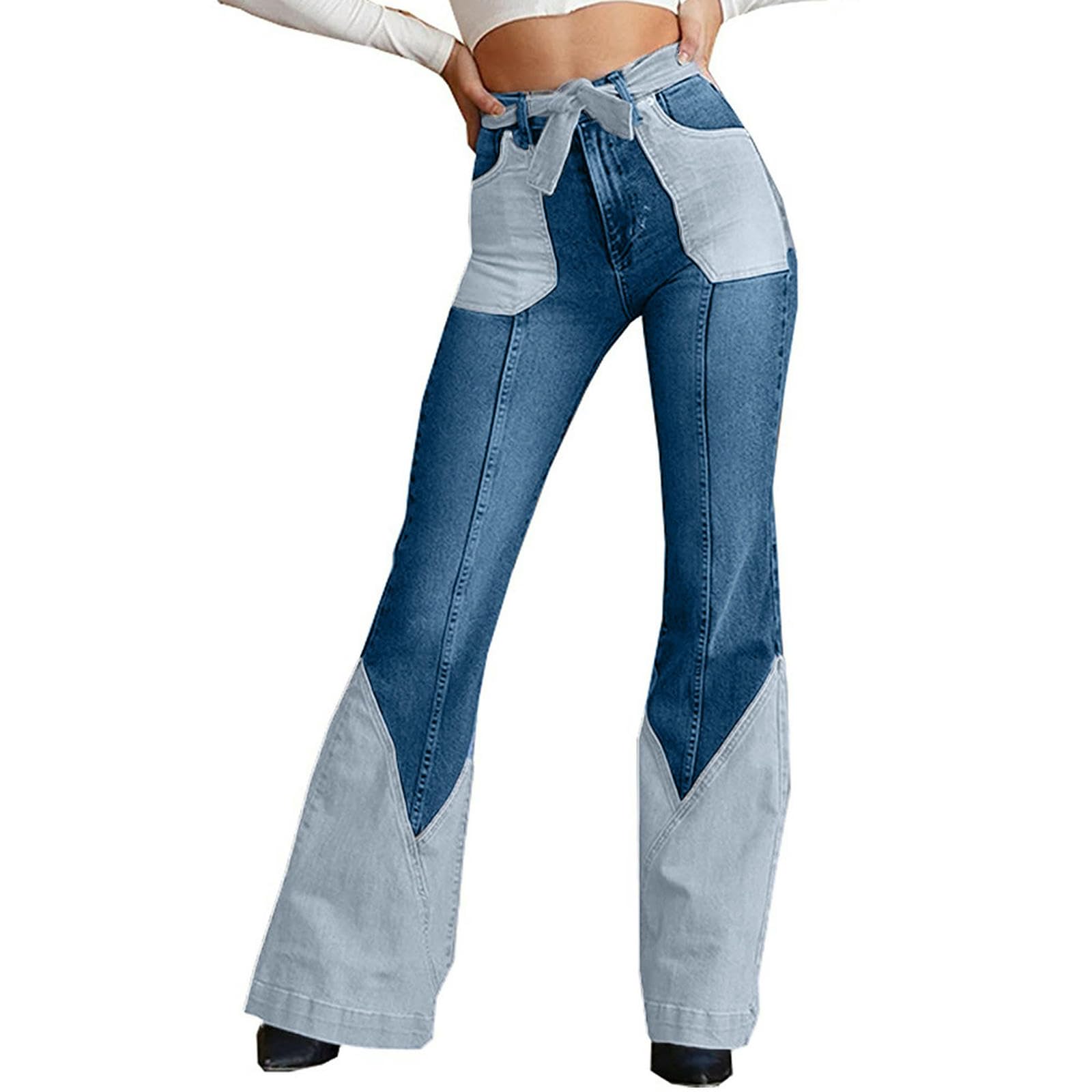 Jeans da Donna Pantaloni Versatili alla Moda in Denim Elastico Moda-Azzurro-l