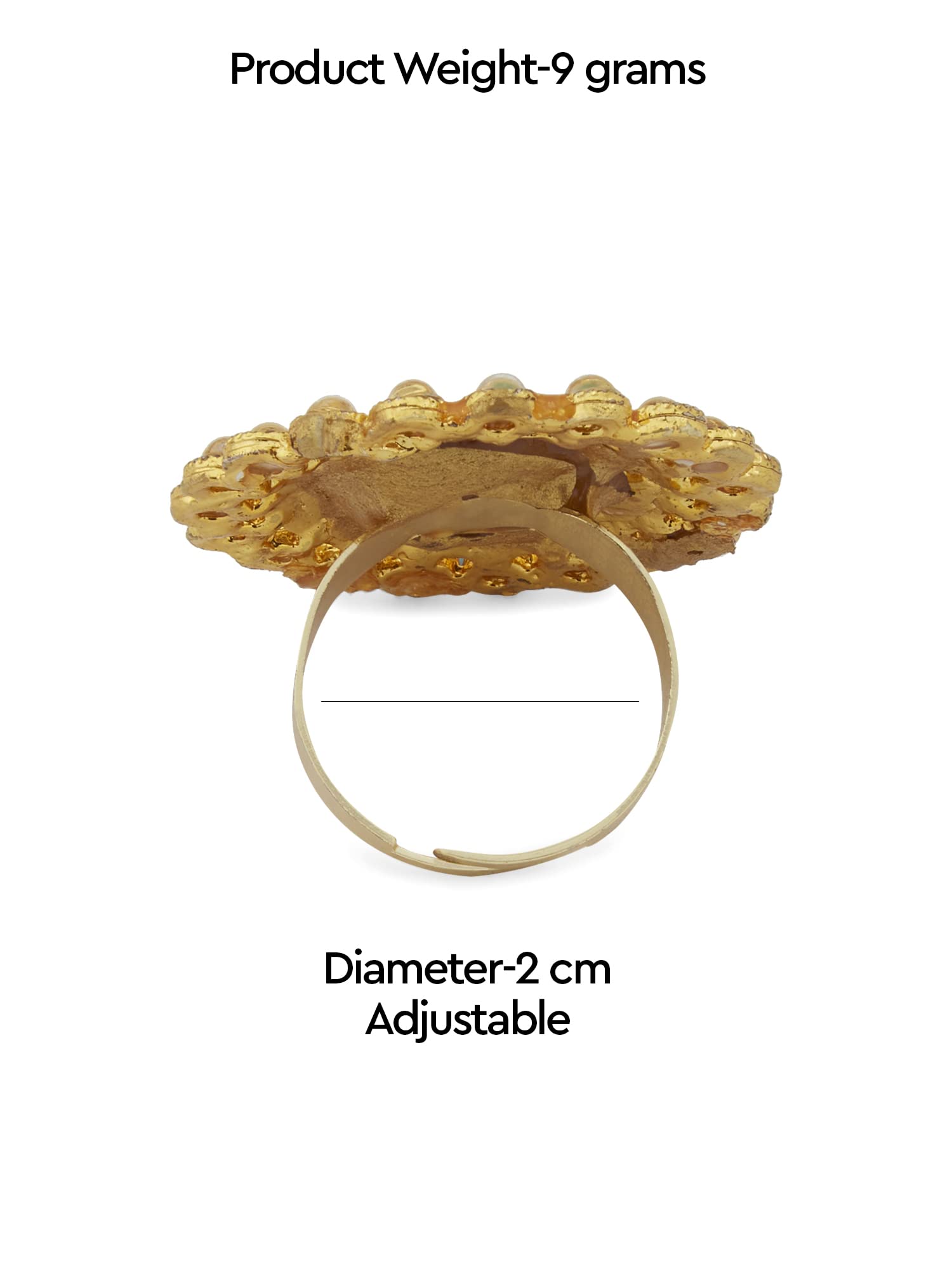 Meenakari Flower Kundan Adjustable Ring For Women