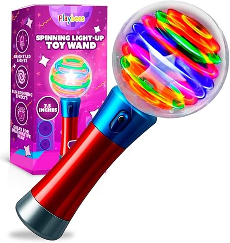 Playbees Vara Giratoria con Luz – Bola LED Intermitente Mágica, Juguete Giratorio Sensorial con Luz, Vara Luminosa de Fiesta, Premios para el Aula,